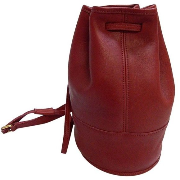 COACH Vintage Red Leather Drawstring Backpack - Picture 1 of 12
